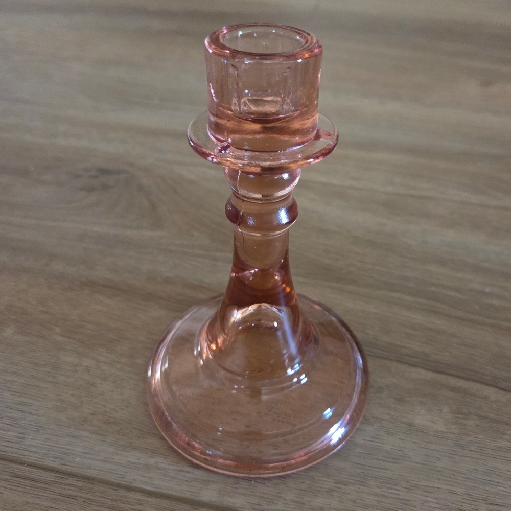 Vintage Pink‎ Depression Glass Candle Single Candle Holder